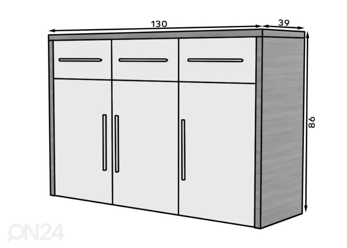 Kummut Meka 130 cm suurendatud mõõdud