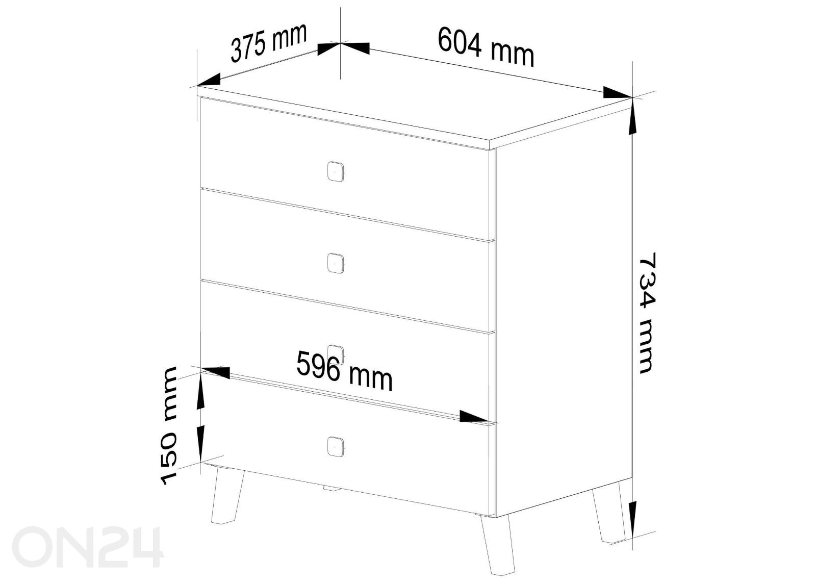 Kummut Mobi 60 cm suurendatud mõõdud