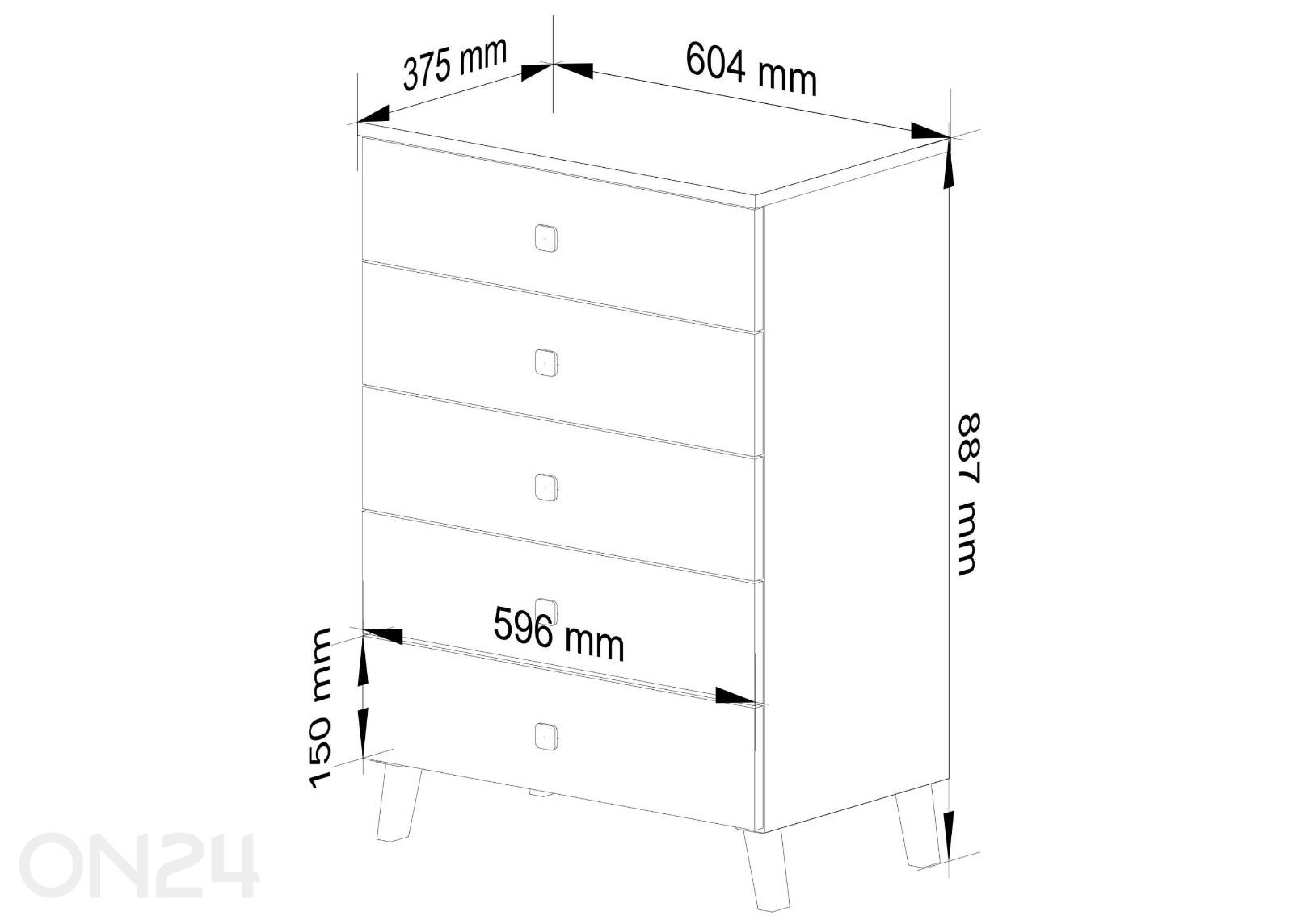 Kummut Mobi 60 cm suurendatud mõõdud