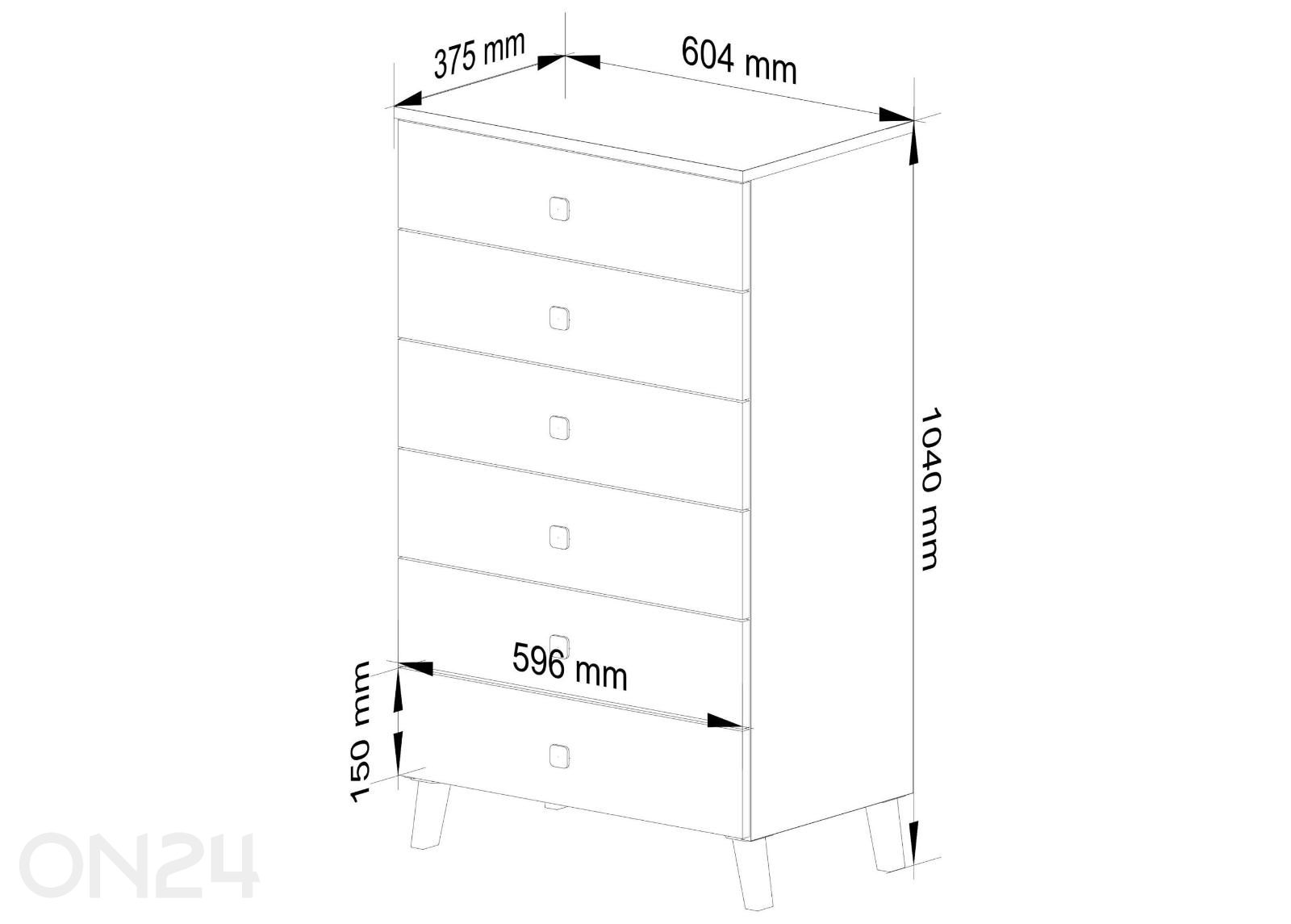 Kummut Mobi 60 cm suurendatud mõõdud