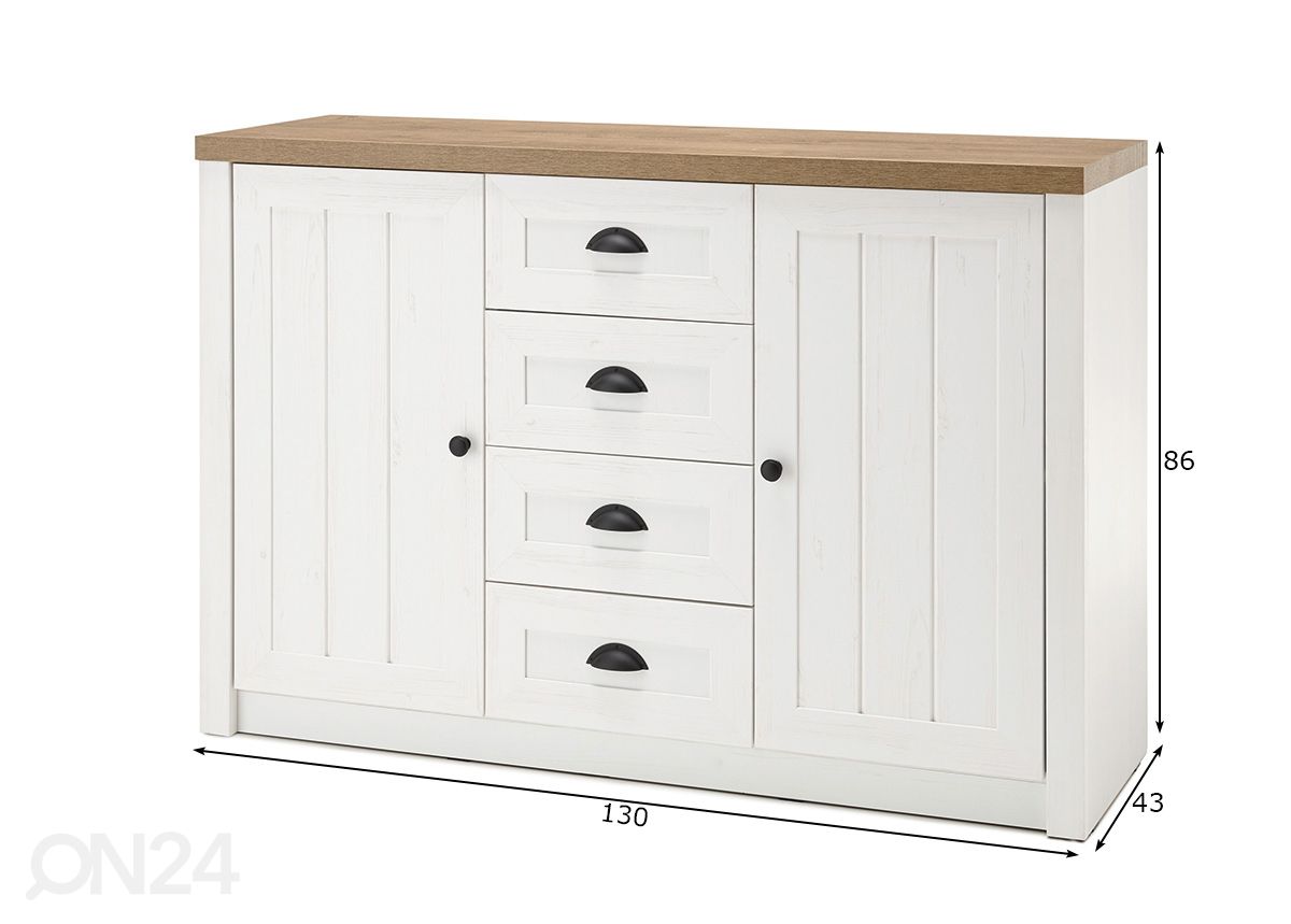 Kummut Provence 130 cm suurendatud mõõdud