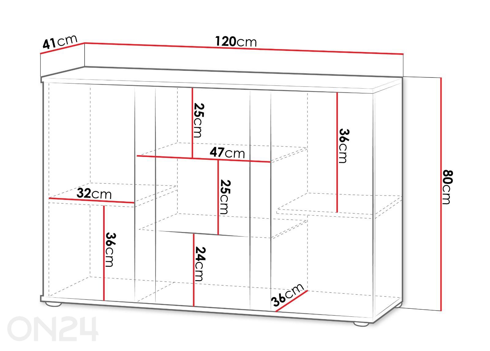 Kummut Soho 120 cm + LED RGB suurendatud mõõdud