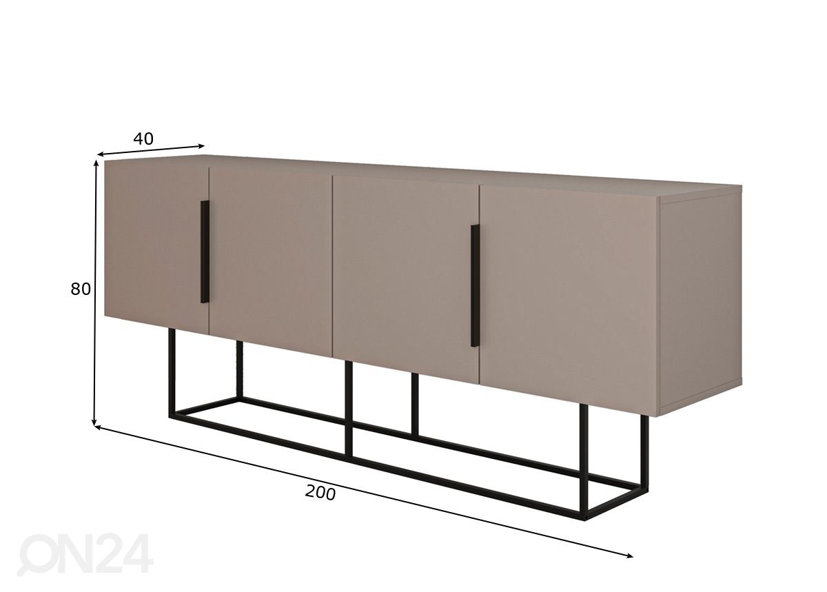 Kummut Titan Mocca 4P 200 cm suurendatud mõõdud