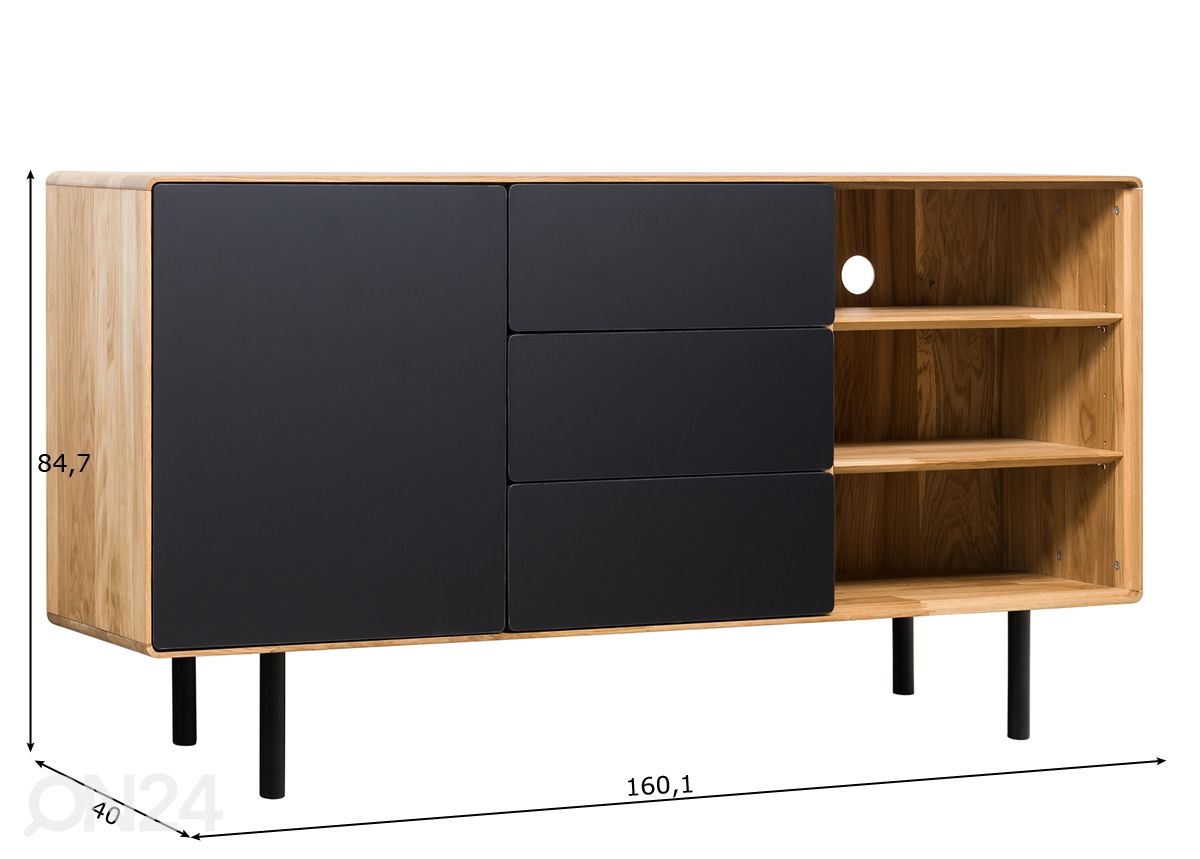 Kummut Tokyo 160 cm suurendatud mõõdud