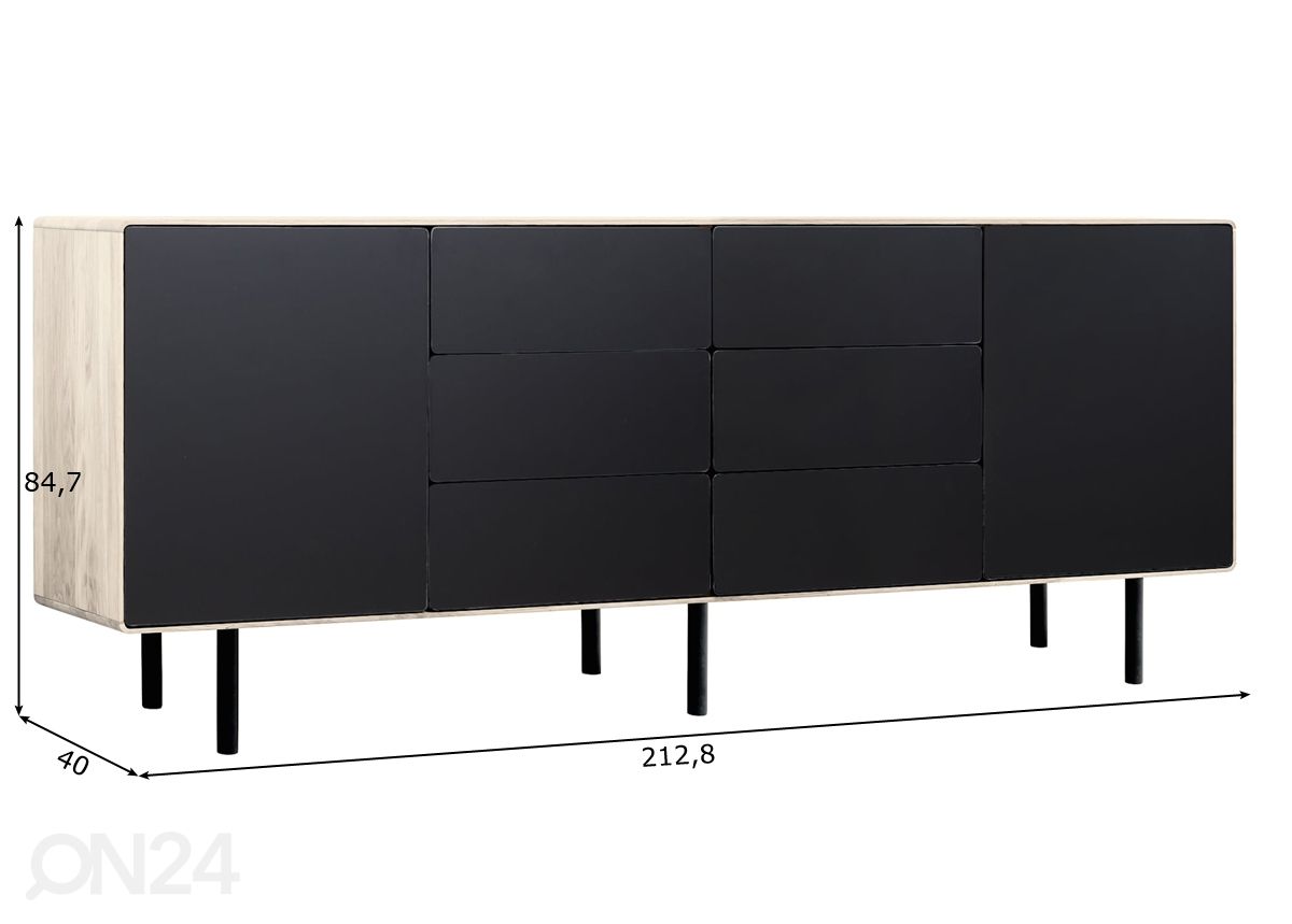 Kummut Tokyo 213 cm, valge õli suurendatud mõõdud