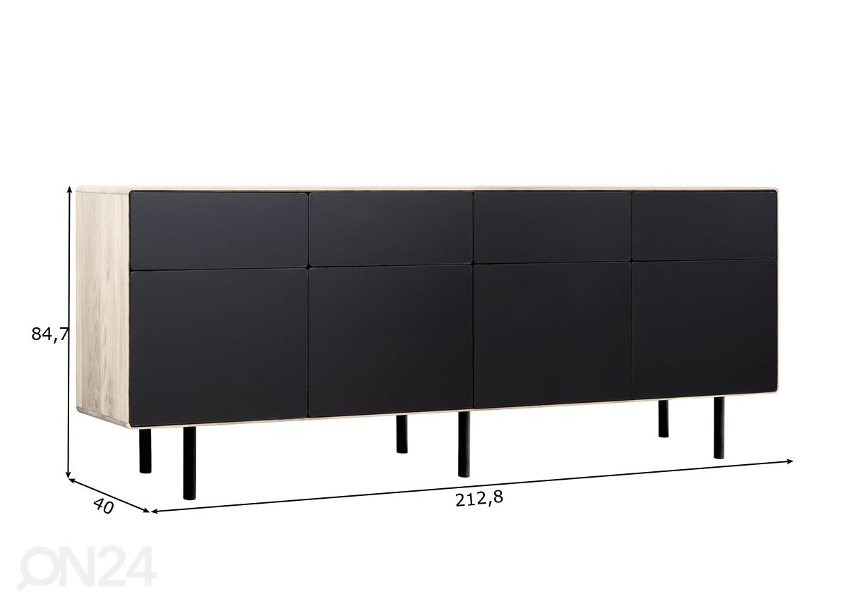 Kummut Tokyo 213 cm, valge õli suurendatud mõõdud