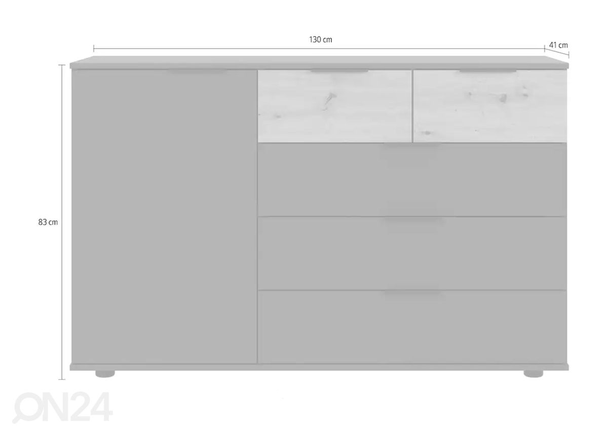 Kummut Toscana 130 cm suurendatud mõõdud