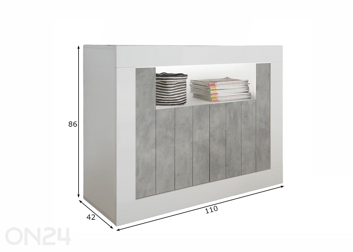 Kummut Urbino 110 cm suurendatud mõõdud