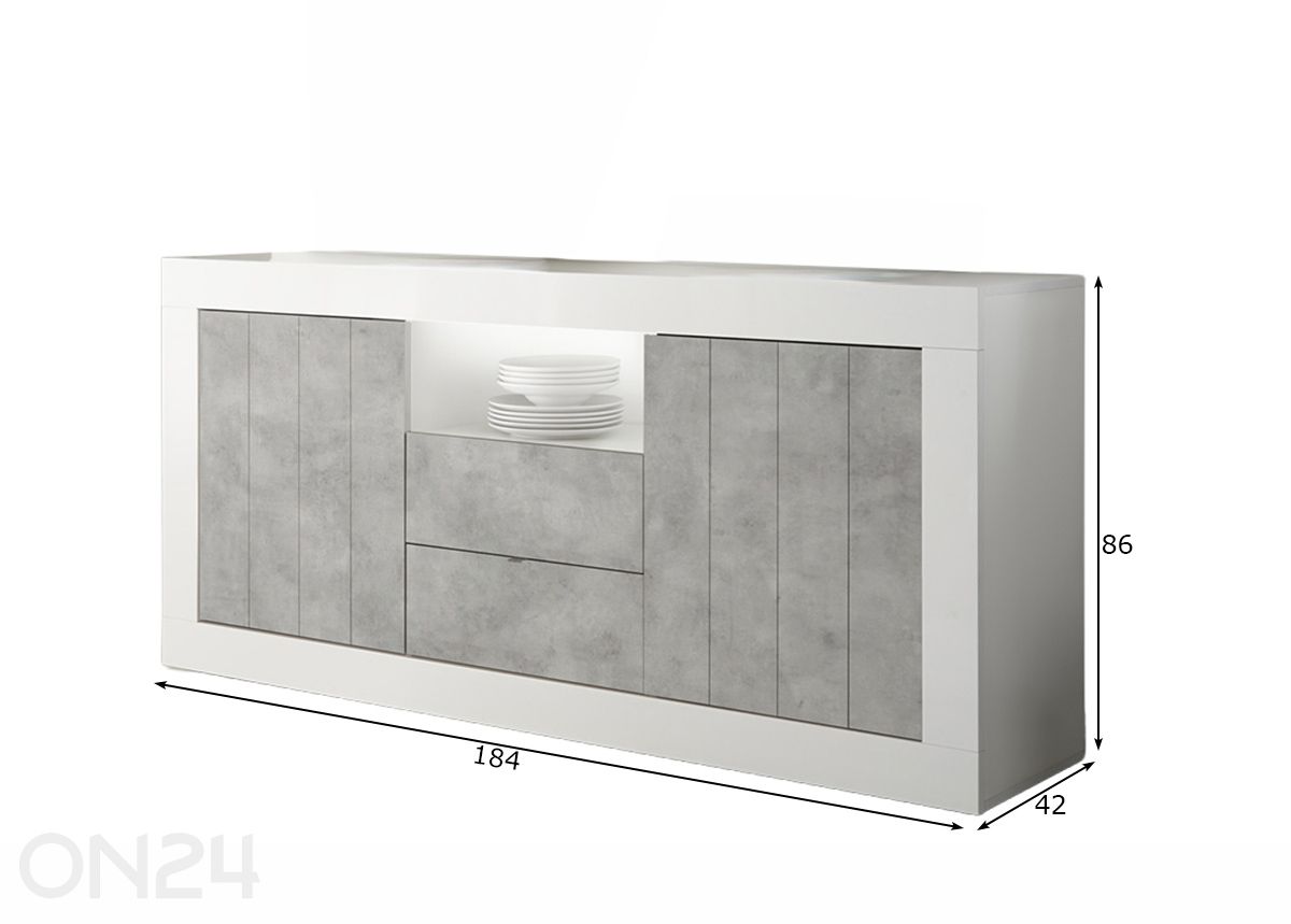 Kummut Urbino 184 cm suurendatud mõõdud