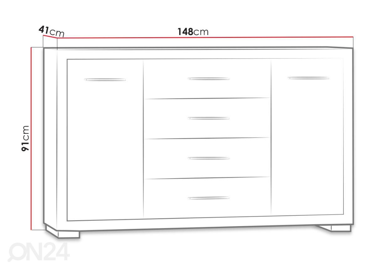 Kummut Vegas 148 cm suurendatud mõõdud