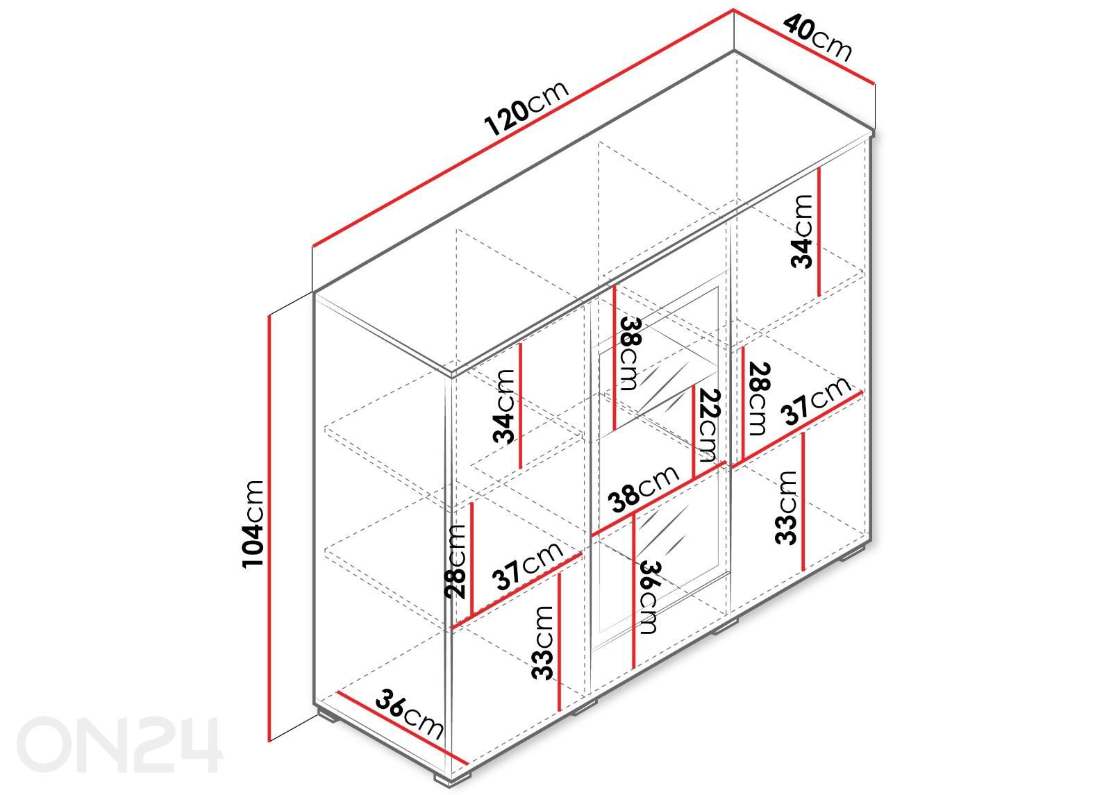 Kummut Vera 120 cm + LED suurendatud mõõdud