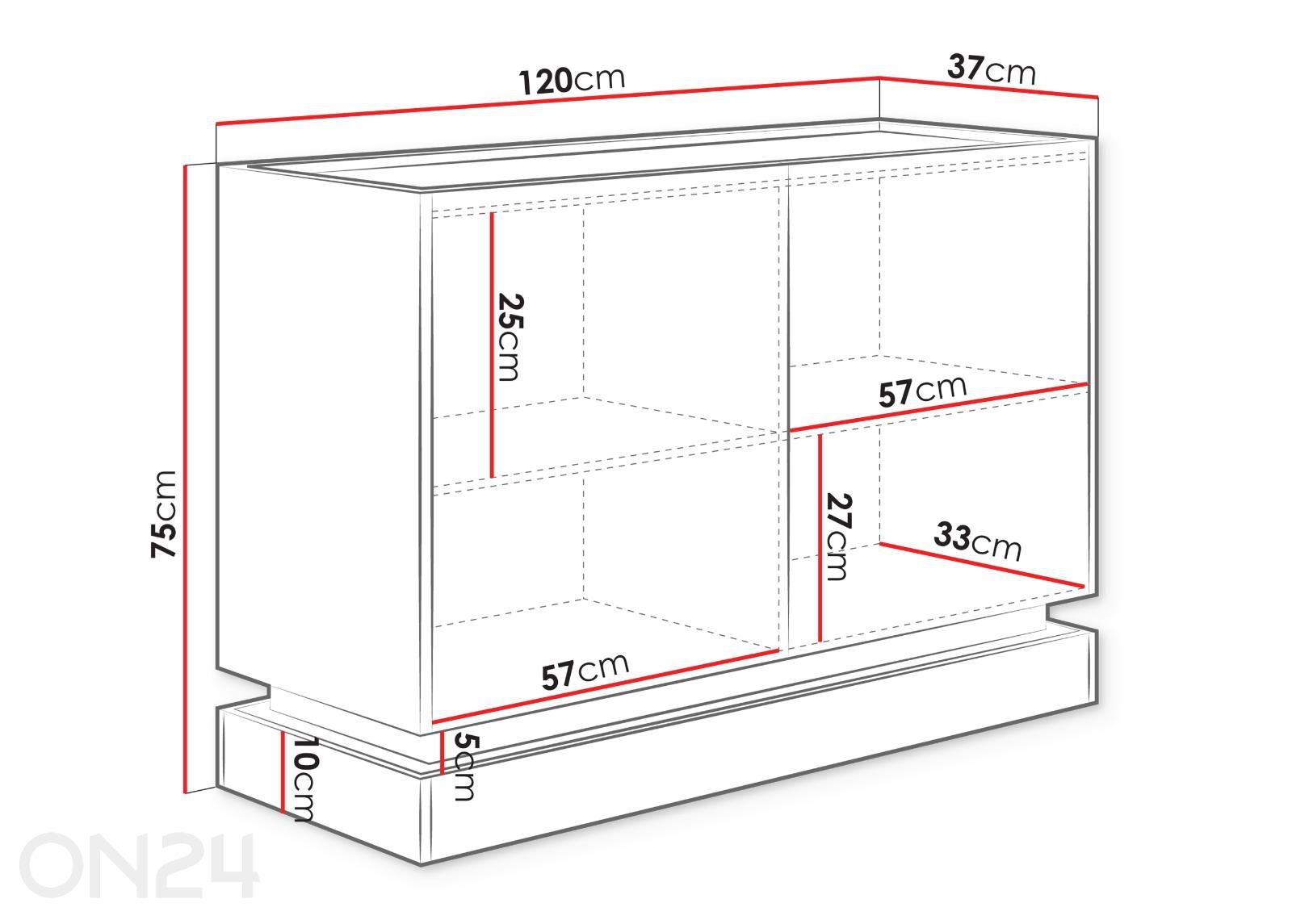 Kummut Zarp 120 cm suurendatud mõõdud