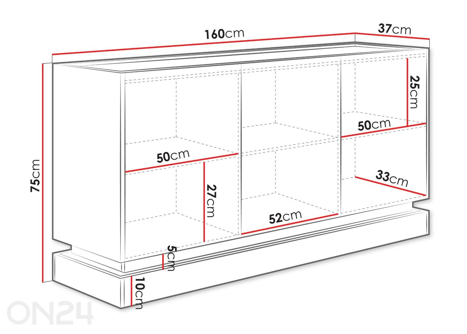 Kummut Zarp 160 cm suurendatud mõõdud