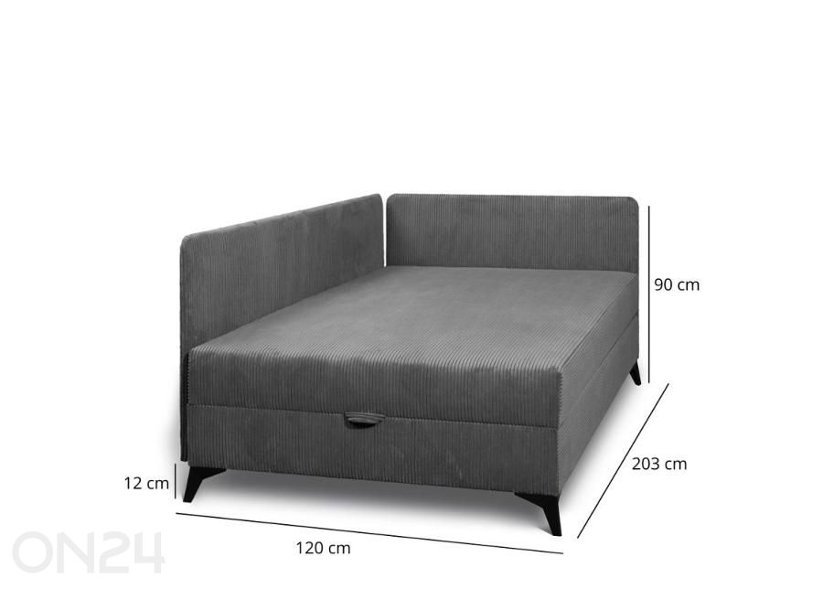 Kušett pesukasti ja küljepaneeliga Ibis 90x200 cm suurendatud mõõdud
