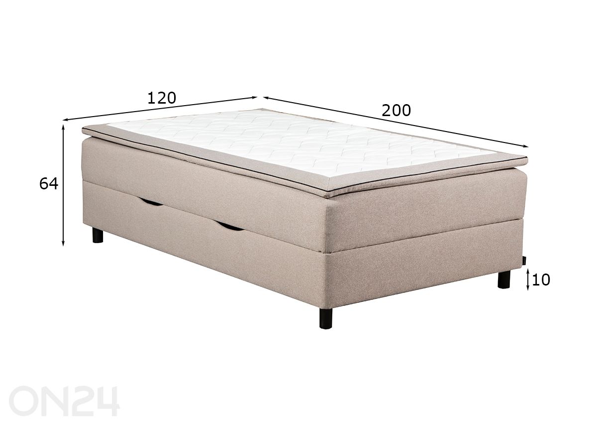 Kušettvoodi pesukastiga RMPLux 120x200 cm suurendatud mõõdud