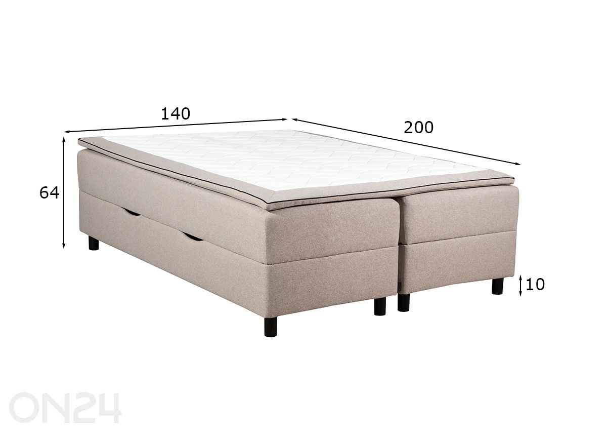 Kušettvoodi pesukastiga RMPLux 140x200 cm suurendatud mõõdud