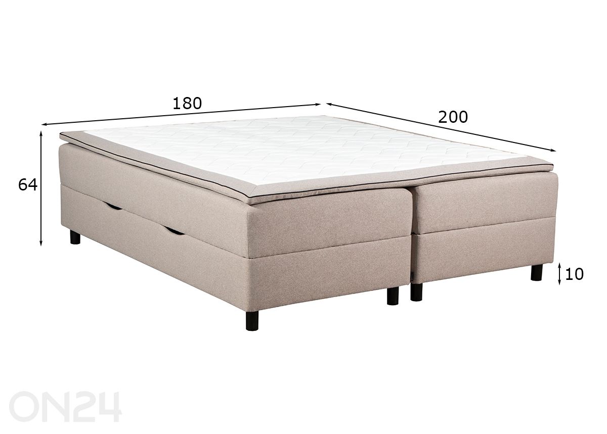 Kušettvoodi pesukastiga RMPLux 180x200 cm suurendatud mõõdud