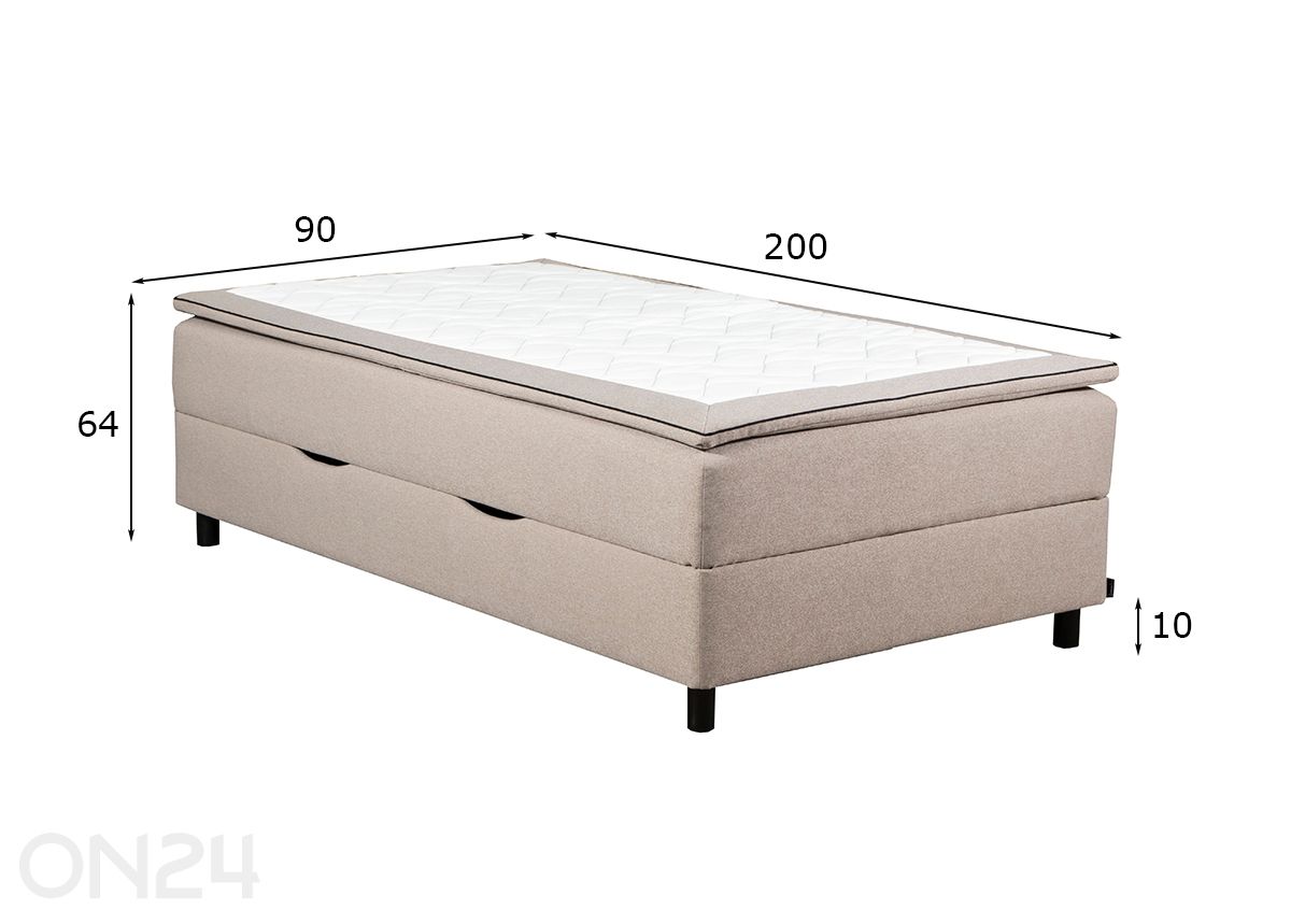 Kušettvoodi pesukastiga RMPLux 90x200 cm suurendatud mõõdud