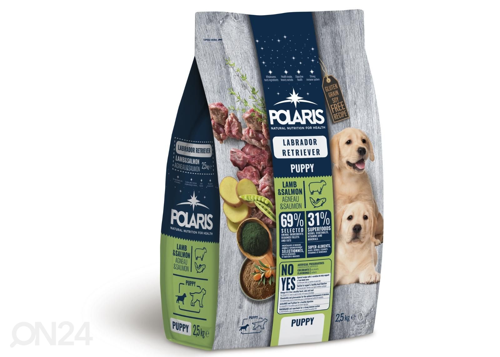 Kutsika täissööt teraviljavaba puppy lõhe ja lambalihaga labrador retriiverile 2,5 kg suurendatud