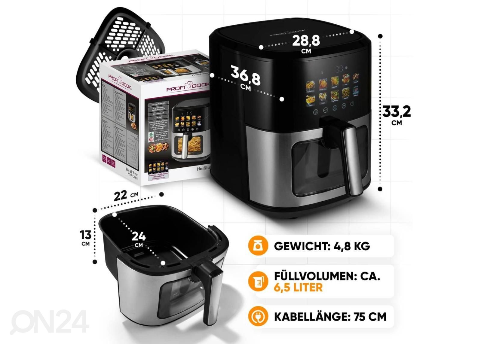 Kuumaõhufritüür ProfiCook PCFR1286H suurendatud mõõdud