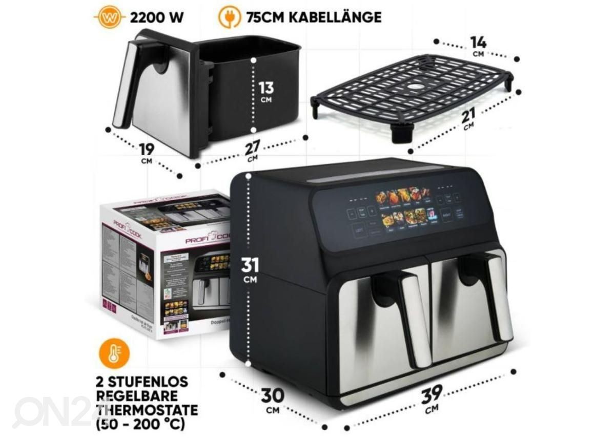 Kuumaõhufritüür ProfiCook PCFR1287H suurendatud mõõdud