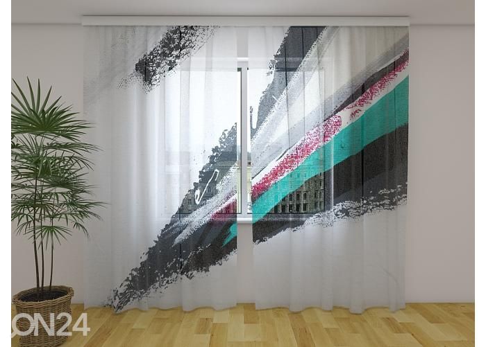 Läbipaistev fotokardin Abstract Drawing on Canvas 240x220 cm suurendatud