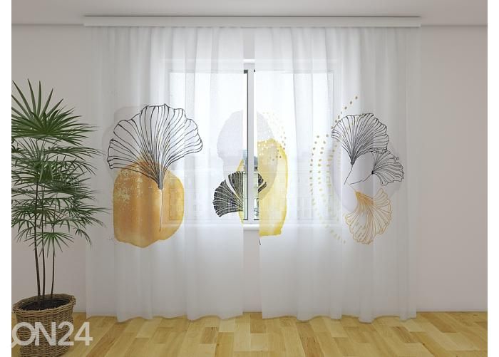 Läbipaistev fotokardin Air Flowers with Golden Elements suurendatud
