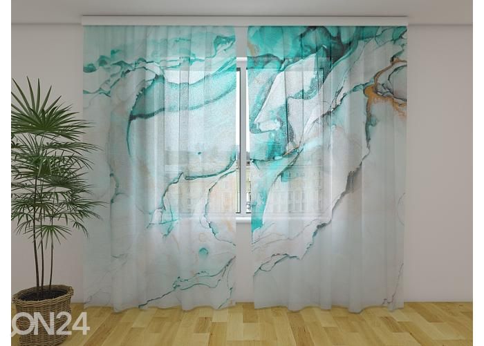 Läbipaistev fotokardin Beautiful Abstraction of Green-Blue Color 240x220 cm suurendatud