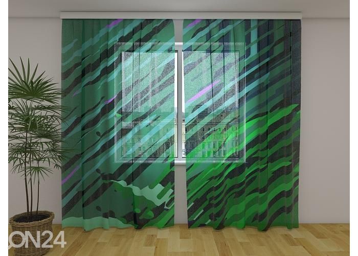 Läbipaistev fotokardin Beautiful Green Illustration 240x220 cm suurendatud
