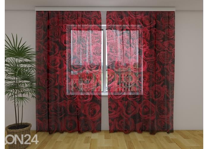Läbipaistev fotokardin Lovely Red Roses 240x220 cm suurendatud