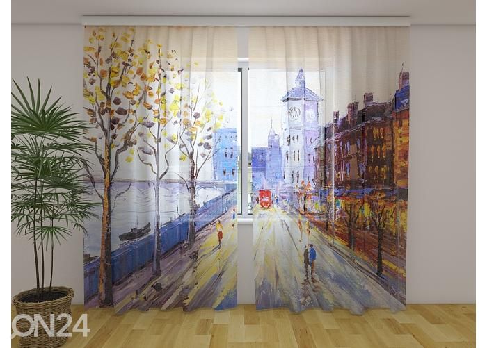 Läbipaistev fotokardin Oil Painting View of London 240x220 cm suurendatud