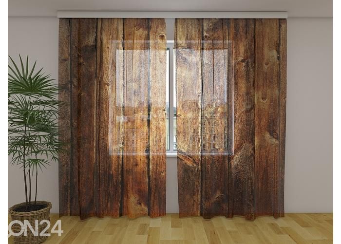 Läbipaistev fotokardin Old Wooden Planks 240x220 cm suurendatud