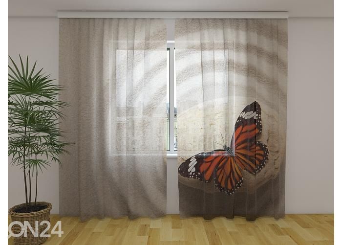 Läbipaistev fotokardin Zen Stone with Butterfly 240x220 cm suurendatud