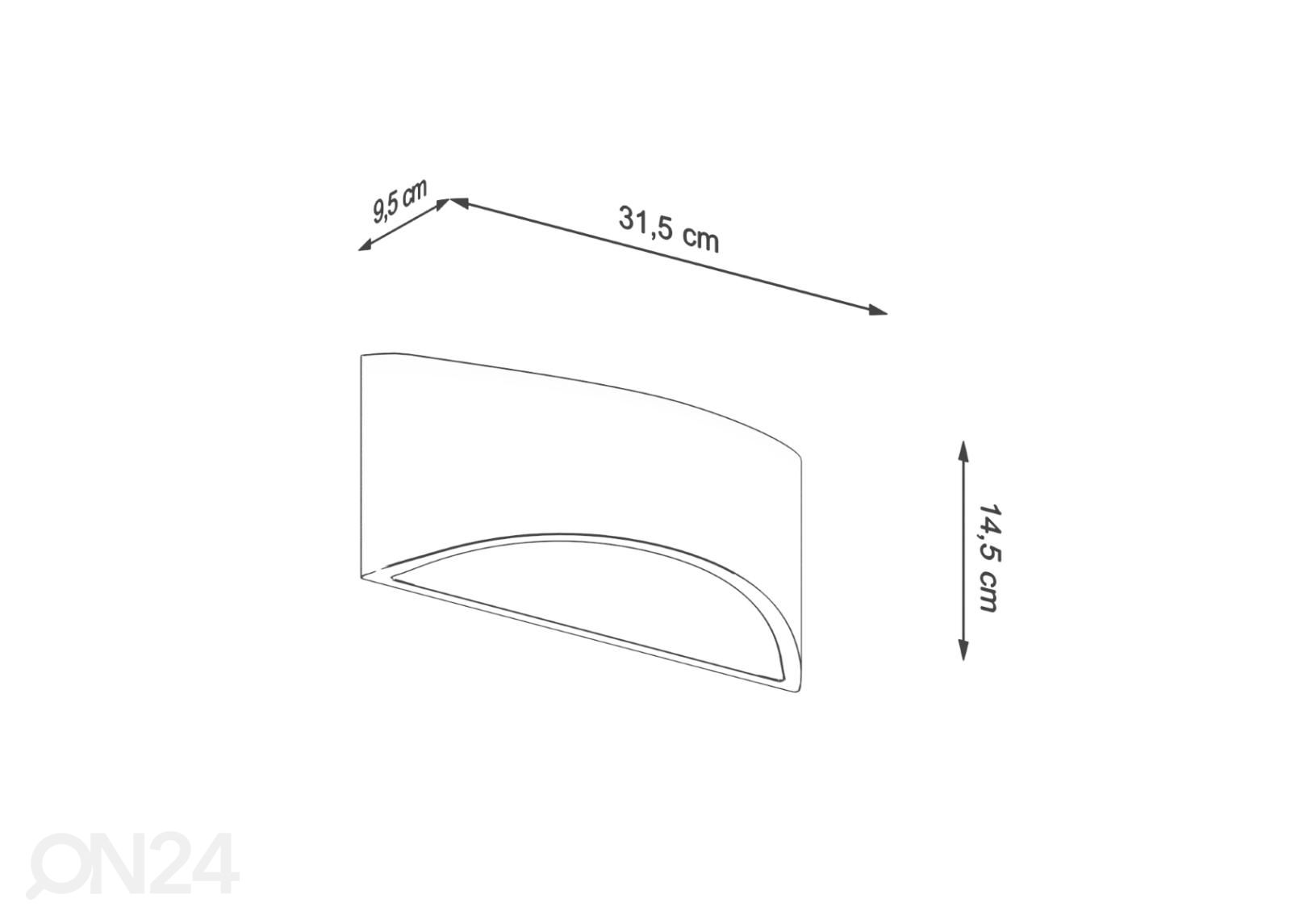 Lakitud seinavalgusti Vixen, valge läikiv suurendatud mõõdud