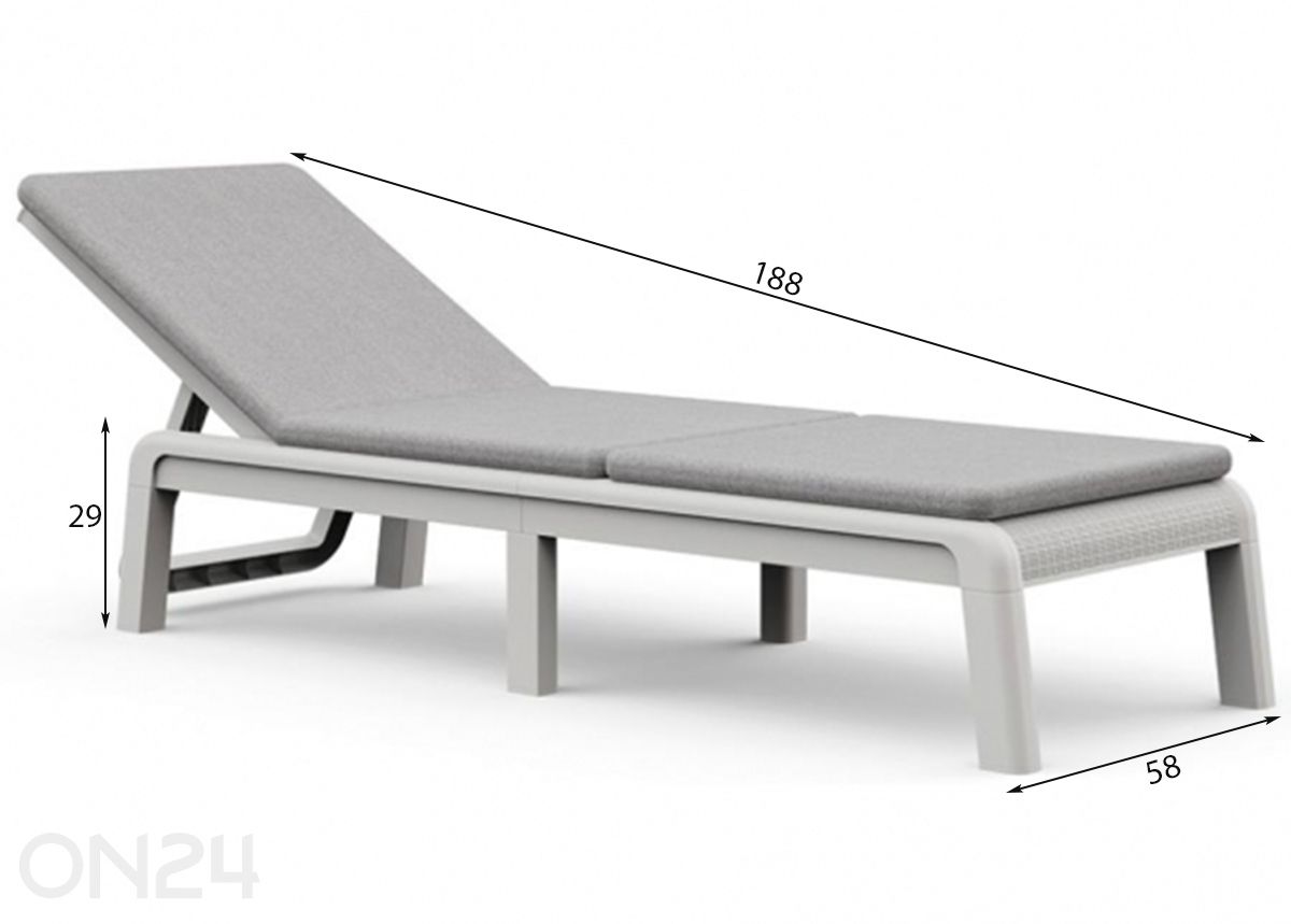 Lamamistool Keter Mallorca padjaga Sunlounger, valge/helehall suurendatud mõõdud