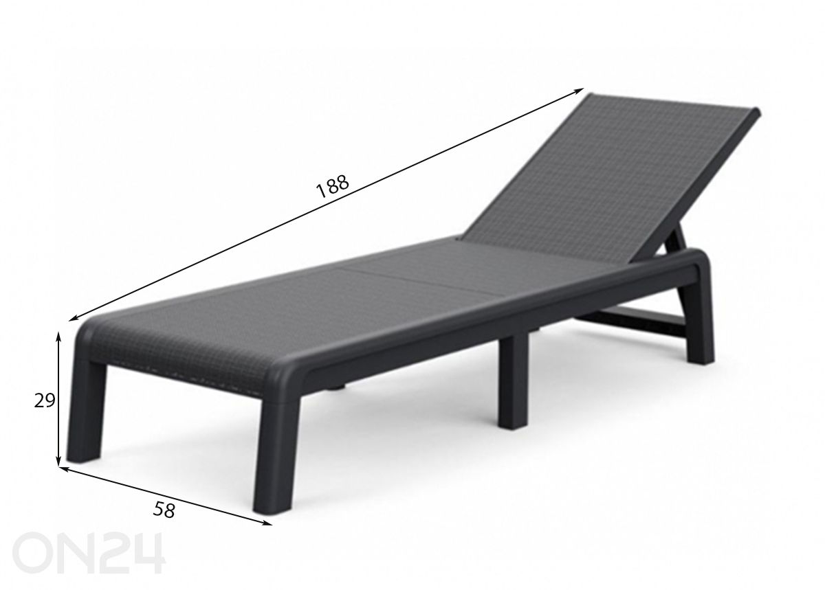 Lamamistool Keter Mallorca Sunlounger, grafiit suurendatud mõõdud
