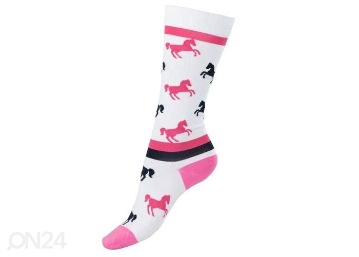 Laste sokid ratsutamiseks jacquard knit 29-35 valge/roosa suurendatud