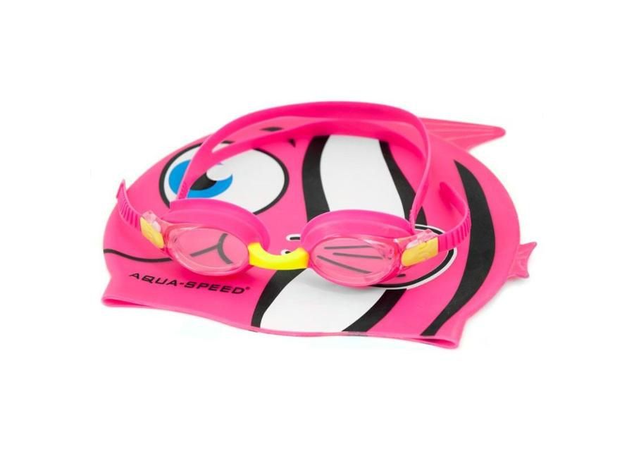 Laste ujumismüts koos prillidega Aqua-Speed Set Fish Junior suurendatud
