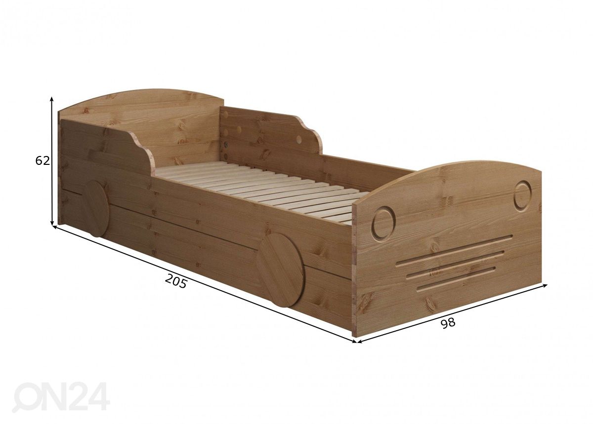 Lastevoodi Auto 90x200 cm suurendatud mõõdud