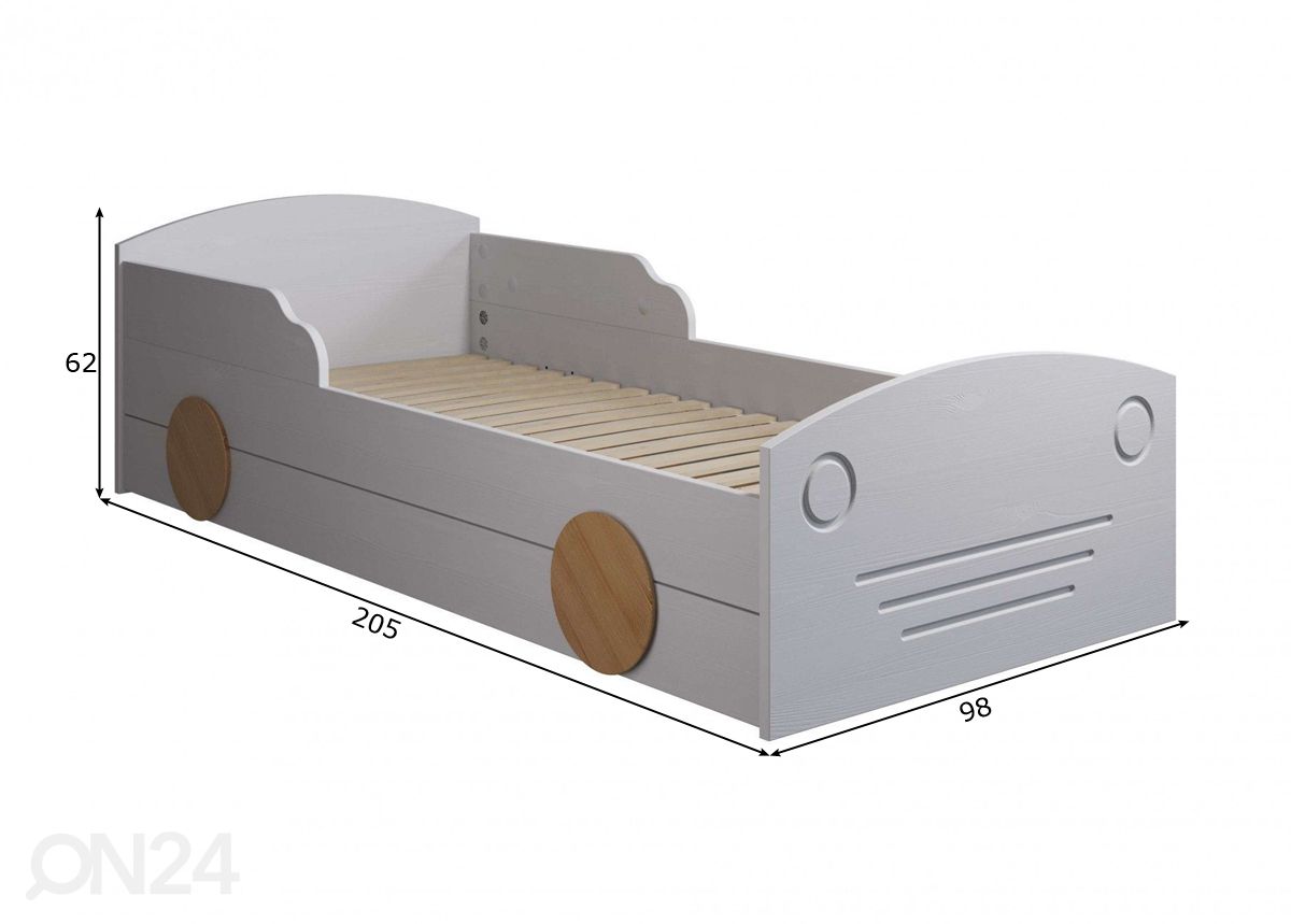 Lastevoodi Auto 90x200 cm suurendatud mõõdud