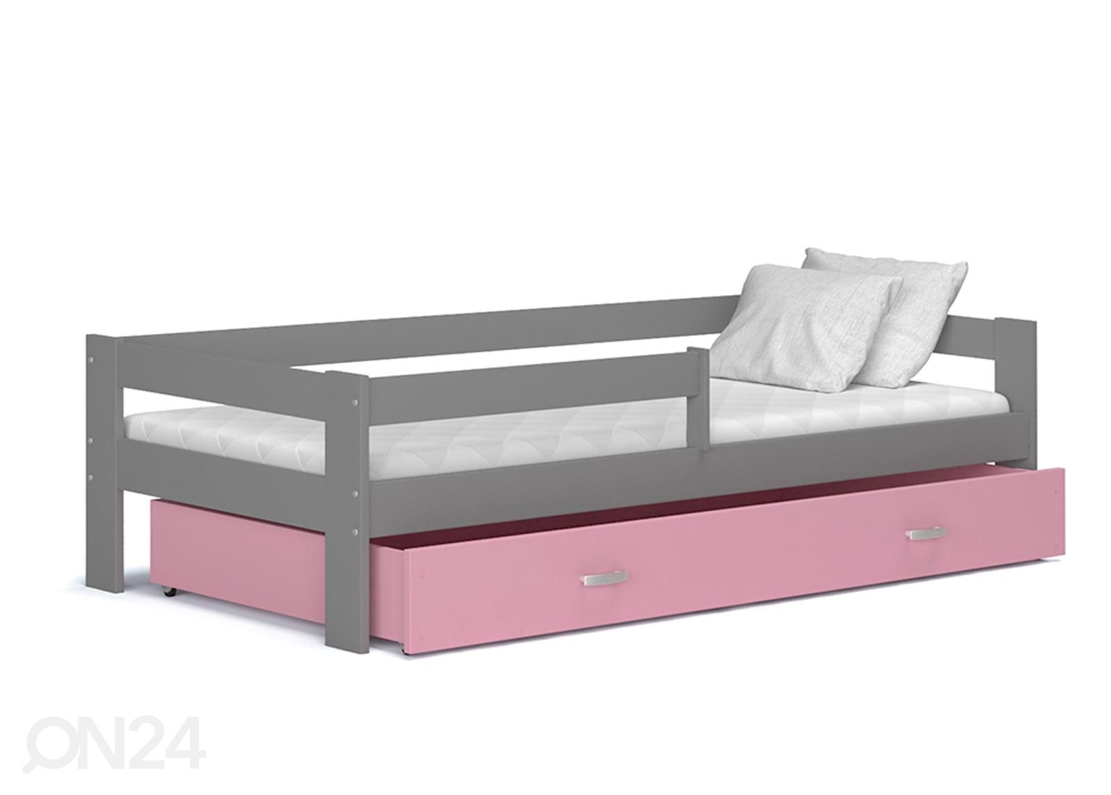 Lastevoodi komplekt 80x190 cm, hall/roosa suurendatud