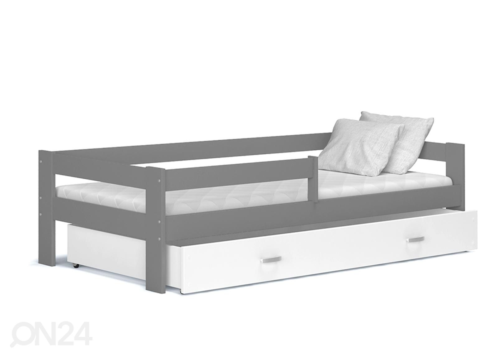 Lastevoodi komplekt 80x190 cm, hall/valge suurendatud