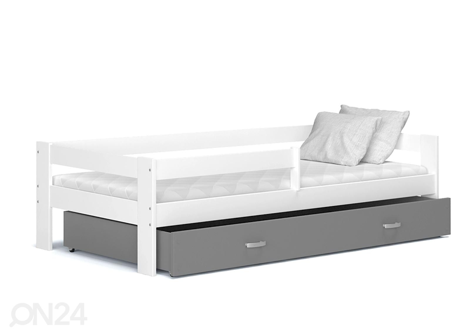 Lastevoodi komplekt 80x190 cm, valge/hall suurendatud