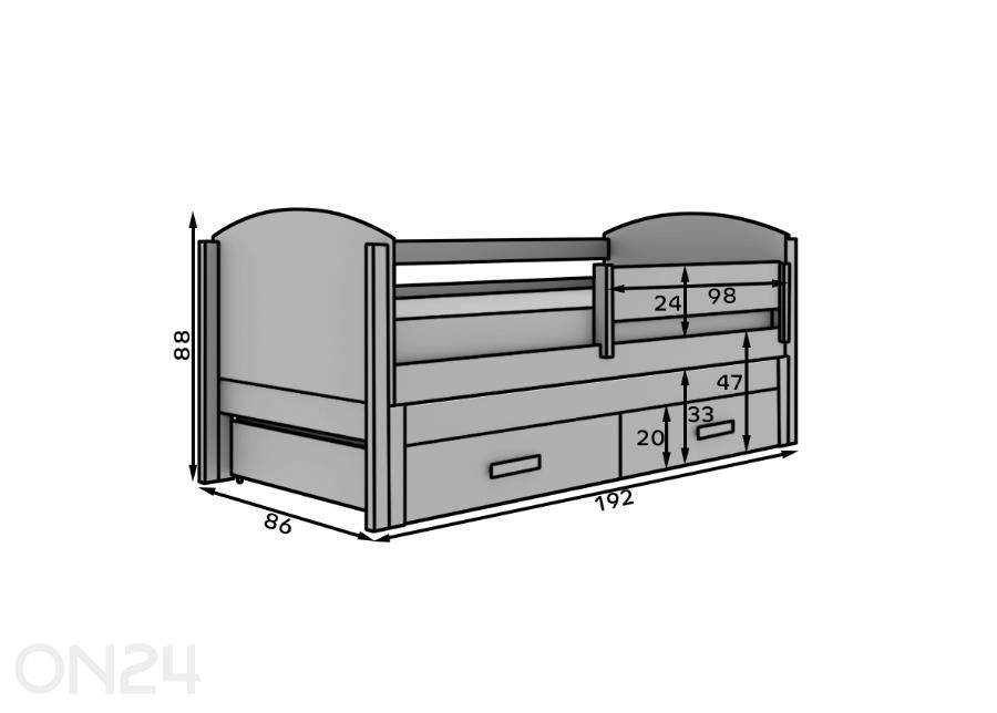 Lastevoodi väljatõmmatava lisavoodiga Olen 80x180 cm suurendatud mõõdud