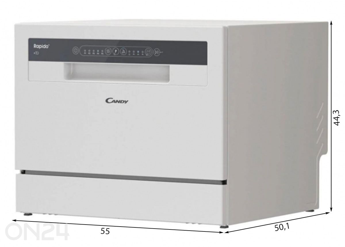 Lauapealne nõudepesumasin Candy RapidÓ CP 6E51LW suurendatud mõõdud