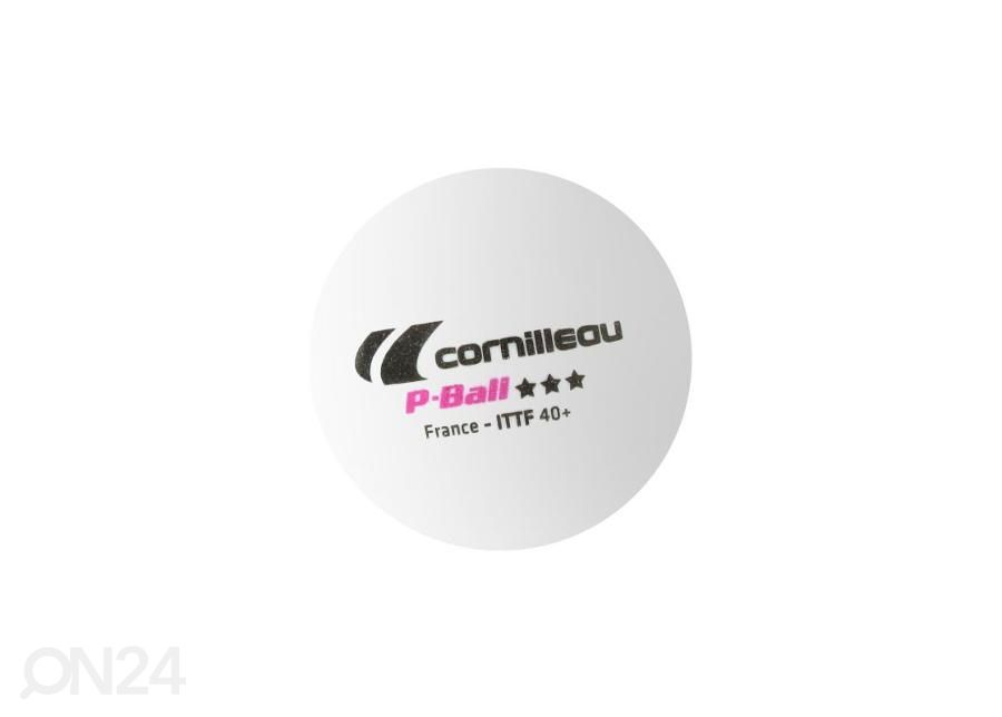 Lauatennise pallide komplekt Cornilleau P-BALL ITTF valge 3 tk suurendatud