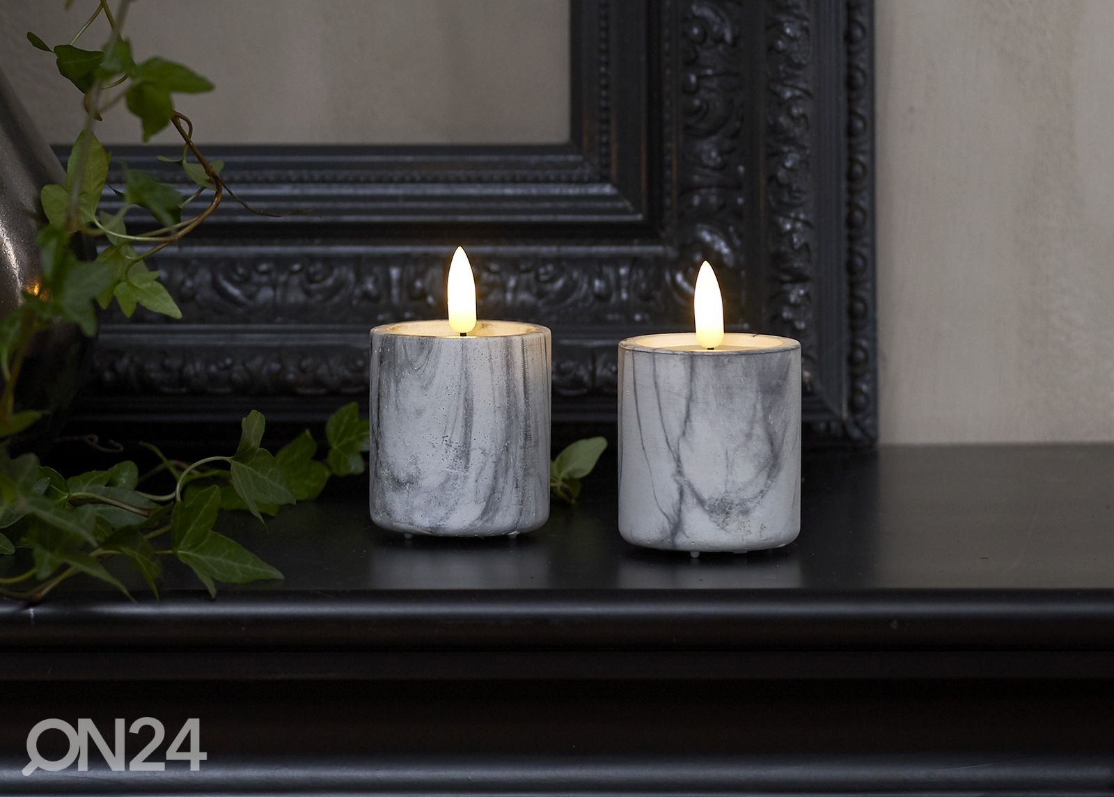 LED küünalde komplekt Flamme Marble 2tk suurendatud