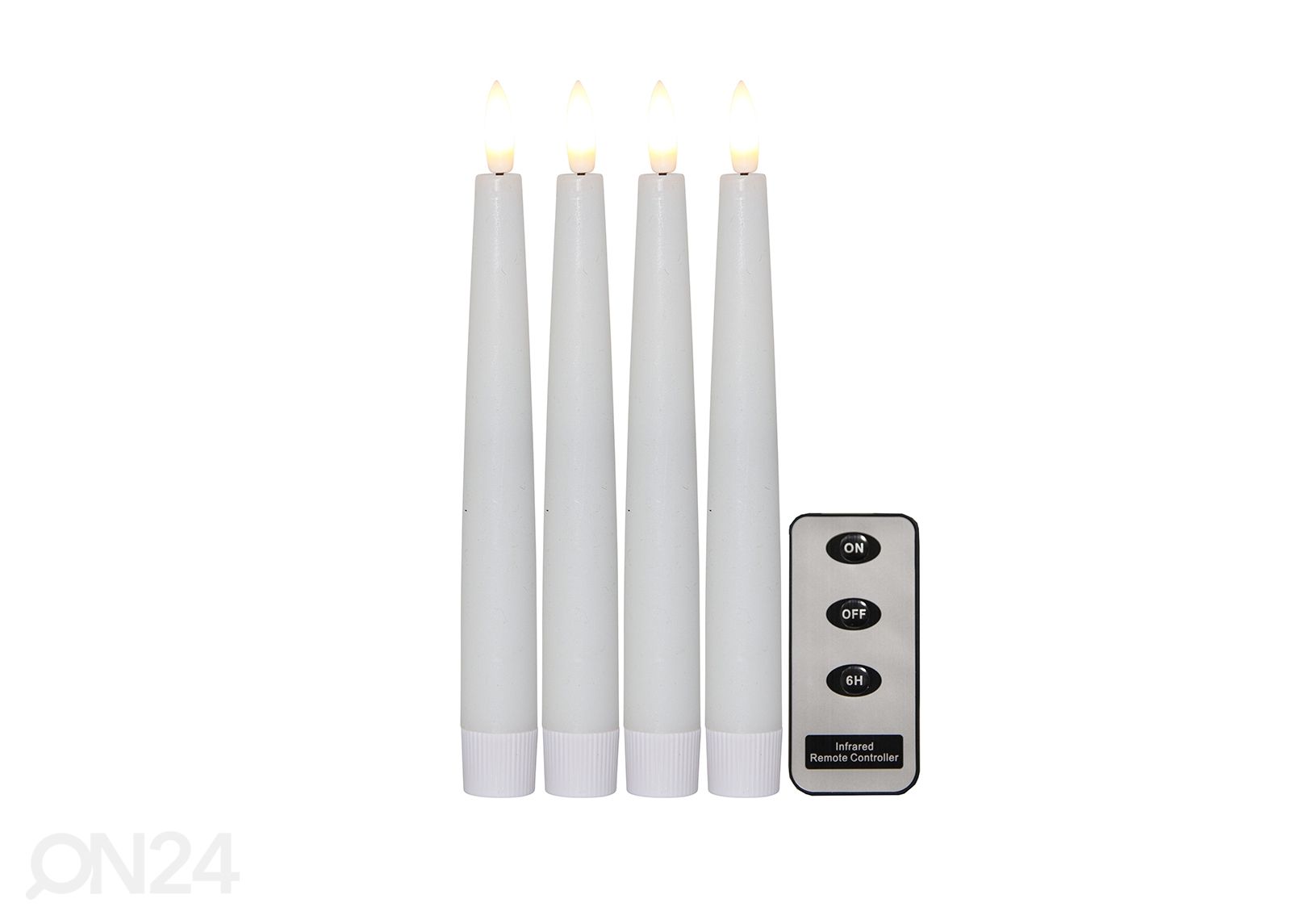 LED küünalde komplekt Flamme Slim 4 tk, valge suurendatud