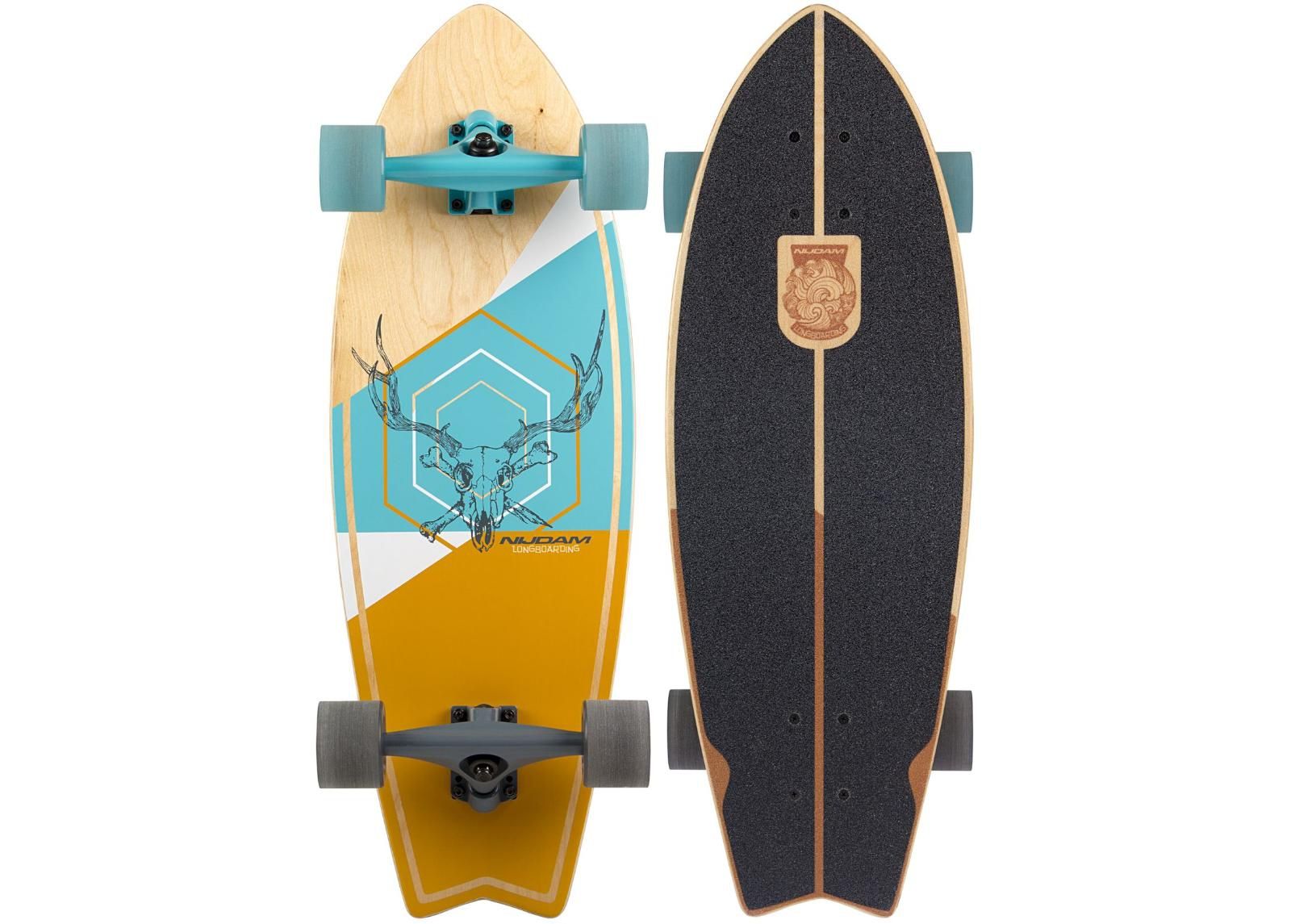 Longboard Fishtail Stag Skull Nijdam suurendatud