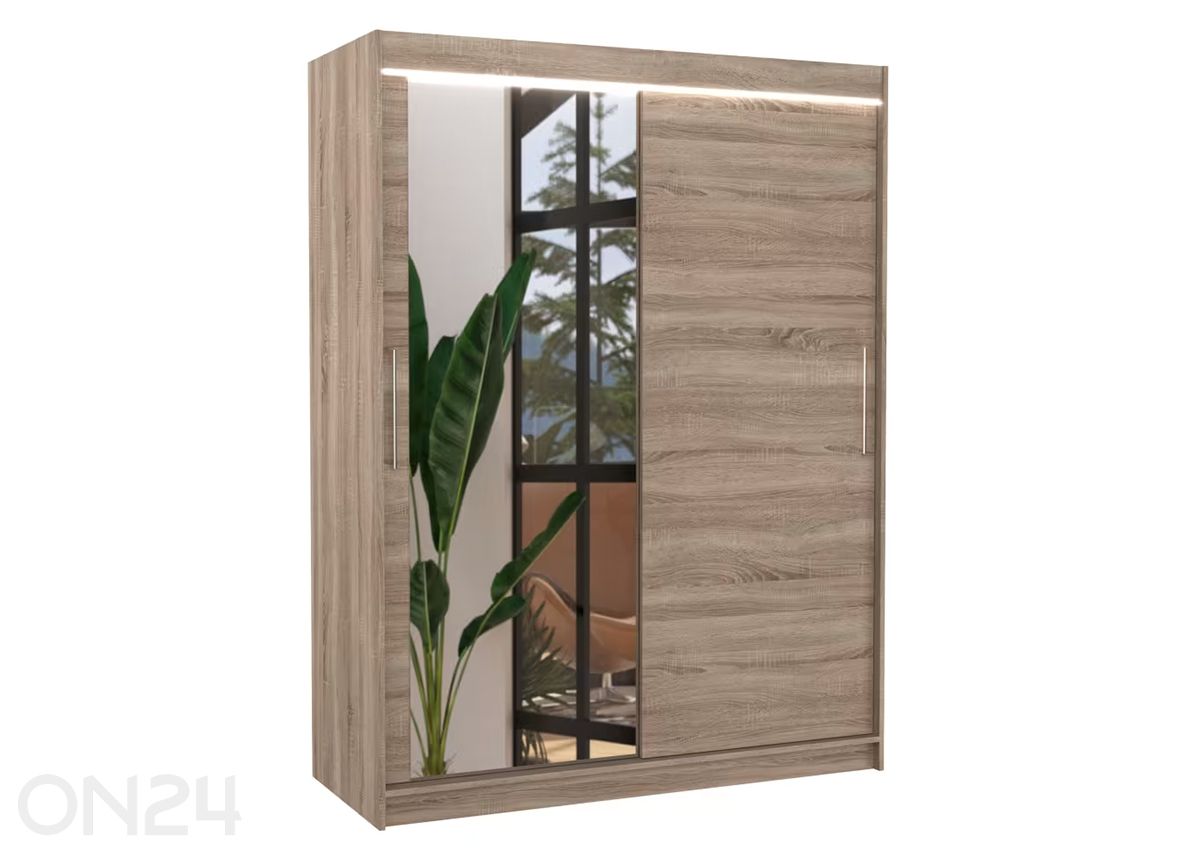 Lükandustega riidekapp 150 cm + LED suurendatud